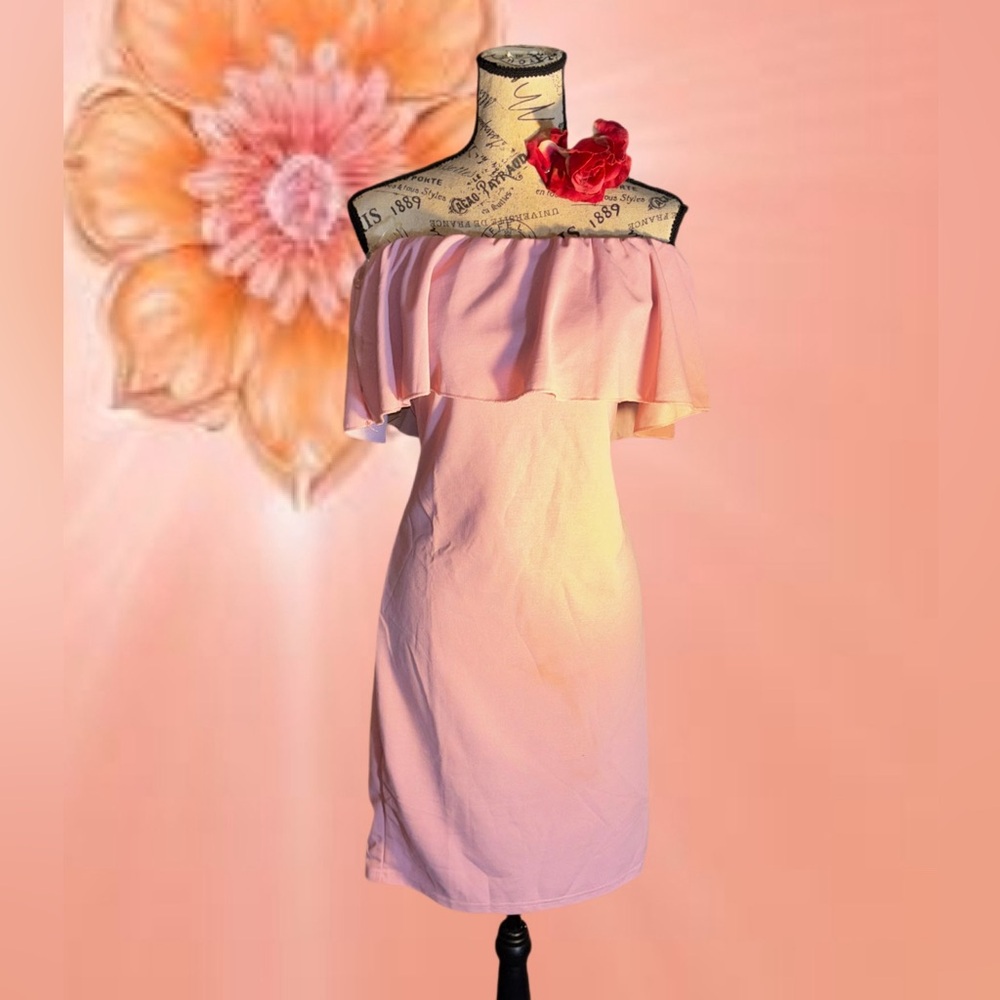 Off-Shoulder Pink Ruffle Women’s Dress